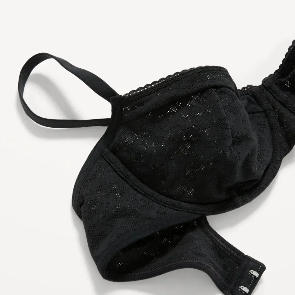 New With Tags Old Navy Size 48D Black‎ Mesh Underwire Balconette Bra - Picture 4 of 8